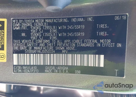 2018 Toyota Highlander Hybrid Limited from USA, damaged, VIN 5TDDGRFH6JS050334